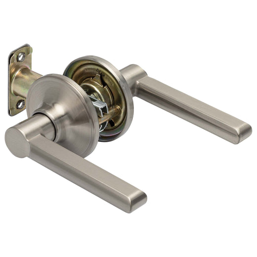 Image Of Door Lever Set Closet / Hall / Passage Function Contemporary Style Fallon Collection - Satin Nickel Finish - Harney Hardware