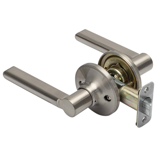 Image Of Door Lever Set Closet / Hall / Passage Function Contemporary Style Fallon Collection - Satin Nickel Finish - Harney Hardware