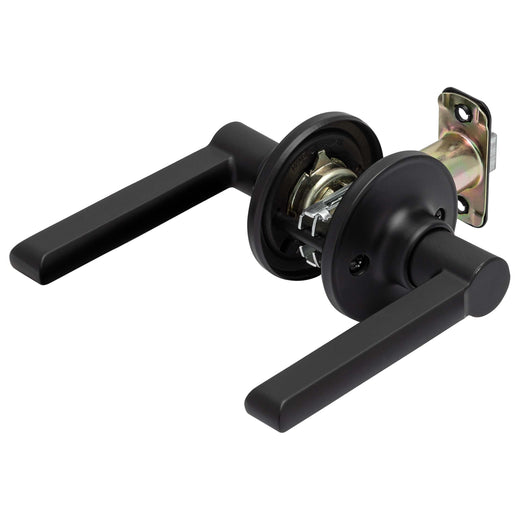 Image Of Door Lever Set Closet / Hall / Passage Function Contemporary Style Fallon Collection - Matte Black Finish - Harney Hardware