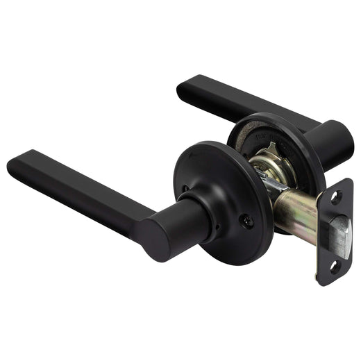 Image Of Door Lever Set Closet / Hall / Passage Function Contemporary Style Fallon Collection - Matte Black Finish - Harney Hardware