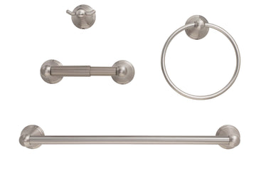 Image Of Alexandria Satin Nickel Bathroom Hardware Set - Satin Nickel Finish - Harney Hardware