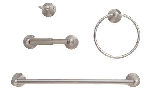 Image Of Alexandria Satin Nickel Bathroom Hardware Set - Satin Nickel Finish - Harney Hardware