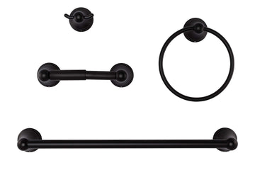 Image Of Alexandria Matte Black Bathroom Hardware Set - Matte Black Finish - Harney Hardware