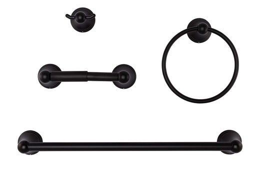 Image Of Alexandria Matte Black Bathroom Hardware Set - Matte Black Finish - Harney Hardware