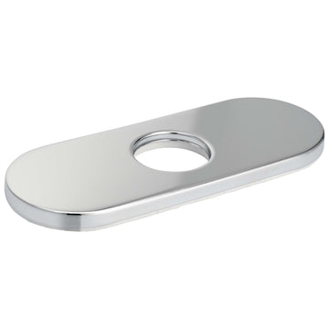 Image Of Bathroom Faucet Installation Deckplate -  Radius Ends -  Stainless Steel -  6 1/4 In. Wide - Polished Stainless Steel Finish - Harney Hardware