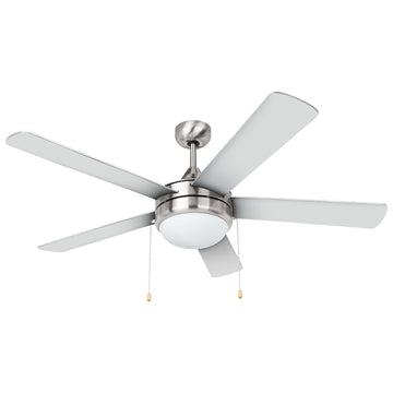 Image Of Ceiling Fan With LED Light Kit 52 In.5 Blades -  Silver / Dark Walnut -   Contemporary Style - Satin Nickel Finish - Harney Hardware