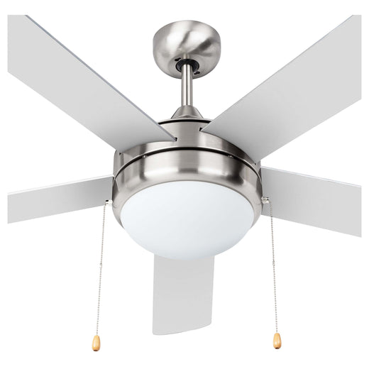 Image Of Ceiling Fan With LED Light Kit 52 In.5 Blades -  Silver / Dark Walnut -   Contemporary Style - Satin Nickel Finish - Harney Hardware