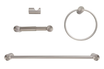 Image Of Clearwater Satin Nickel Bathroom Hardware Set - Satin Nickel Finish - Harney Hardware