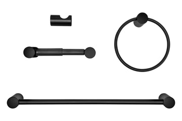 Image Of Clearwater Matte Black Bathroom Hardware Set - Matte Black Finish - Harney Hardware