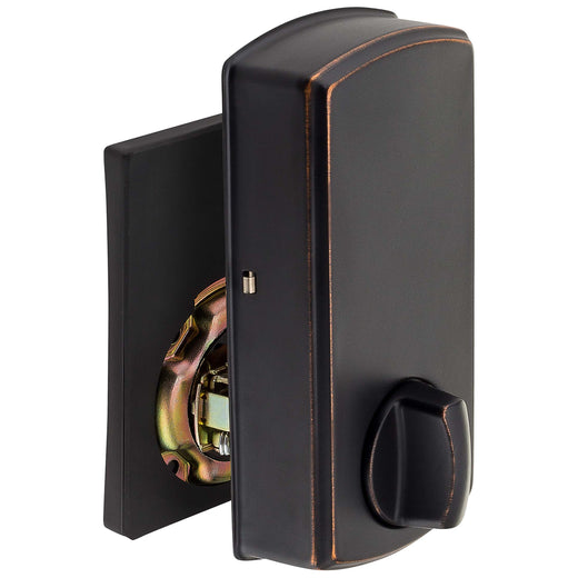 Image Of Electronic Keyless Deadbolt -  Square Escutcheon - Venetian Bronze Finish - Harney Hardware