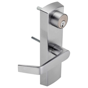 Image Of Panic Exit Device Storeroom / Keyed Function Escutcheon Lever Trim - Satin Chrome Finish - Harney Hardware