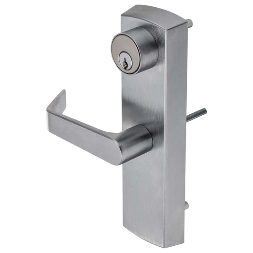 Image Of Panic Exit Device Storeroom / Keyed Function Escutcheon Lever Trim - Satin Chrome Finish - Harney Hardware