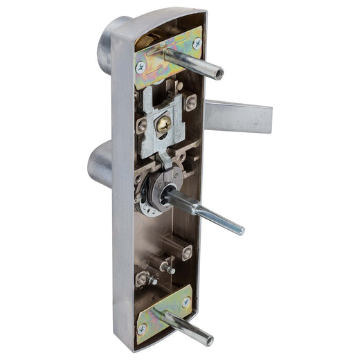 Image Of Panic Exit Device Storeroom / Keyed Function Escutcheon Lever Trim - Satin Chrome Finish - Harney Hardware
