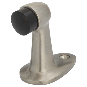 Image Of Goose Neck Floor Stop -  2 5/8 In. High - Satin Nickel Finish - Harney Hardware