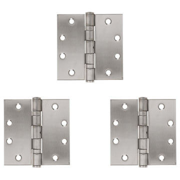 Image Of Commercial Door Hinges -  Ball Bearing -  NRP -  4 1/2 In. X 4 1/2 In. -  3 Pack - Satin Stainless Steel Finish - Harney Hardware