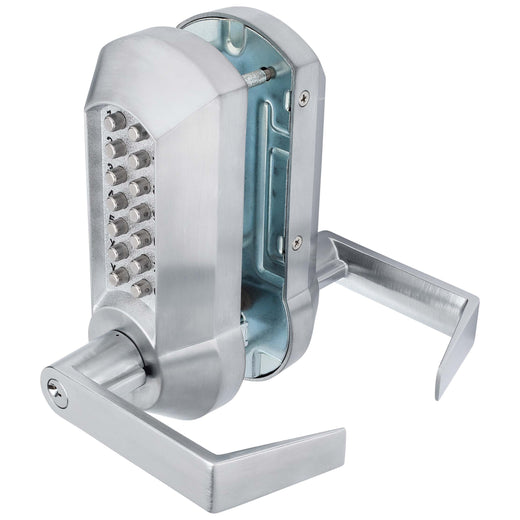 Image Of Mechanical Keyless Double Sided Door Lever Set - Satin Chrome Finish - Harney Hardware