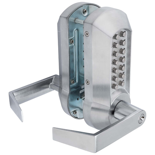 Image Of Mechanical Keyless Double Sided Door Lever Set - Satin Chrome Finish - Harney Hardware