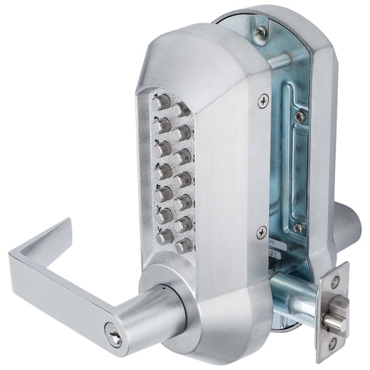 Image Of Mechanical Keyless Double Sided Door Lever Set - Satin Chrome Finish - Harney Hardware