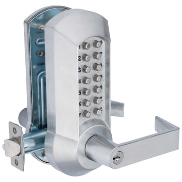 Image Of Mechanical Keyless Single Sided Door Lever Set - Satin Chrome Finish - Harney Hardware