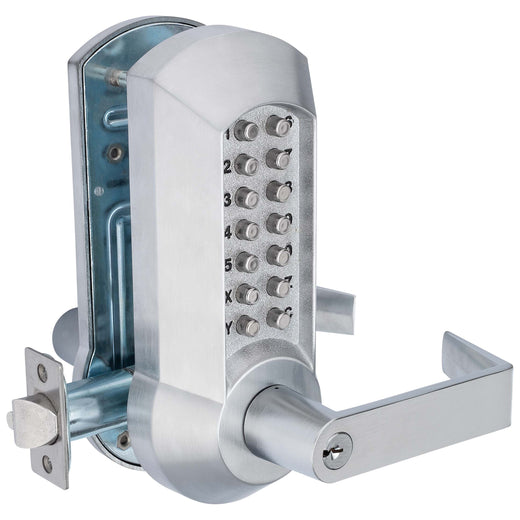 Image Of Mechanical Keyless Single Sided Door Lever Set - Satin Chrome Finish - Harney Hardware