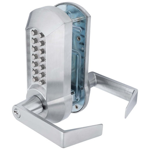 Image Of Mechanical Keyless Single Sided Door Lever Set - Satin Chrome Finish - Harney Hardware
