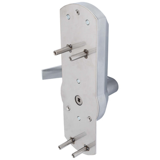 Image Of Panic Exit Device Storeroom / Keyed Function Mechanical Keyless Lever Trim - Satin Chrome Finish - Harney Hardware