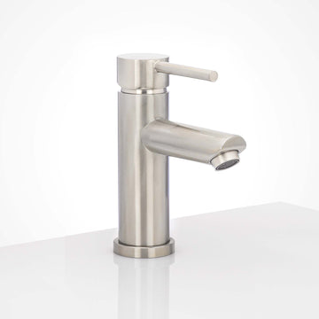 Image Of Single Hole Contemporary / Modern Bathroom Sink Faucet -  7 In. High - Satin Stainless Steel Finish - Harney Hardware
