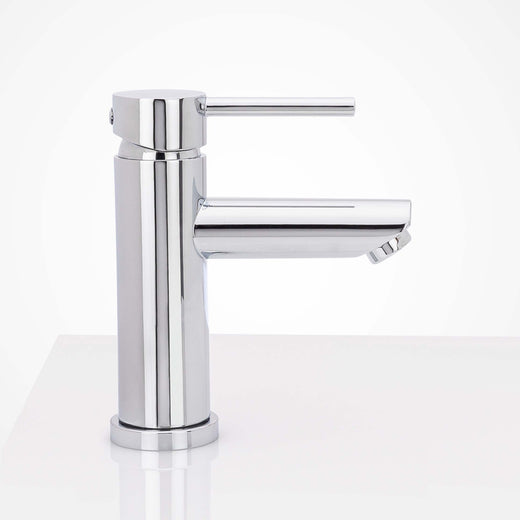 Image Of Single Hole Contemporary / Modern Bathroom Sink Faucet -  7 In. High - Polished Stainless Steel Finish - Harney Hardware