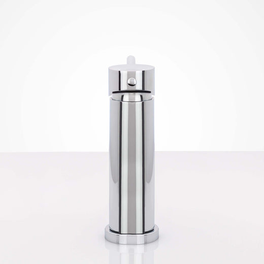 Image Of Single Hole Contemporary / Modern Bathroom Sink Faucet -  7 In. High - Polished Stainless Steel Finish - Harney Hardware