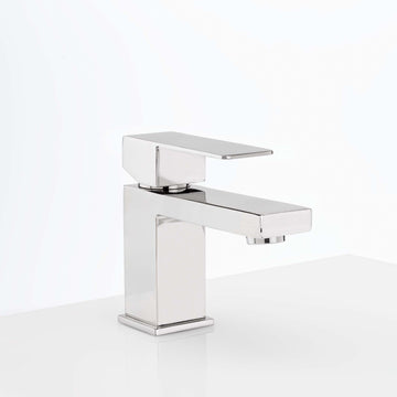 Image Of Single Hole Contemporary / Modern Bathroom Sink Faucet -  5 In. High - Chrome Finish - Harney Hardware