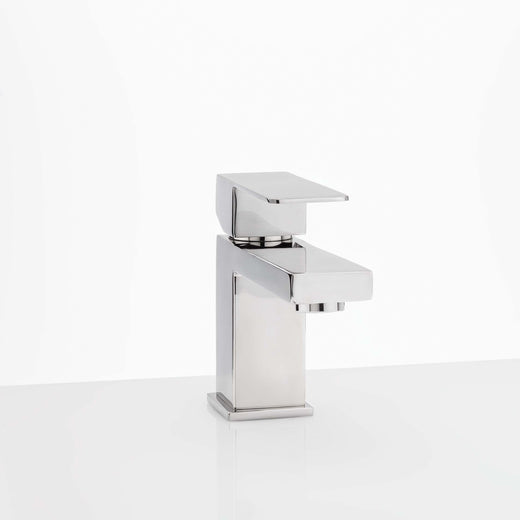 Image Of Single Hole Contemporary / Modern Bathroom Sink Faucet -  5 In. High - Chrome Finish - Harney Hardware