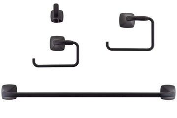 Image Of Wynwood Matte Black Bathroom Hardware Set - Matte Black Finish - Harney Hardware