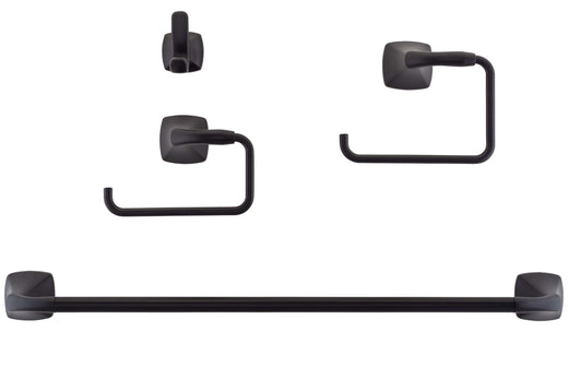Image Of Wynwood Matte Black Bathroom Hardware Set - Matte Black Finish - Harney Hardware