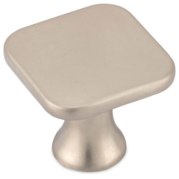 Image Of Cabinet Knob -  Contemporary Square -  1 3/16 In. Wide - Satin Nickel Finish - Harney Hardware