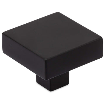 Image Of Cabinet Knob -  Contemporary Square -  1 3/16 In. Wide - Matte Black Finish - Harney Hardware