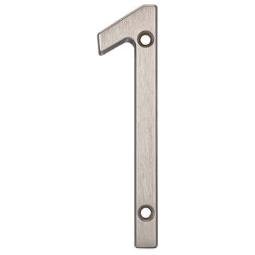 Image Of 4 In. Contemporary House Number 1 - Satin Nickel Finish - Harney Hardware