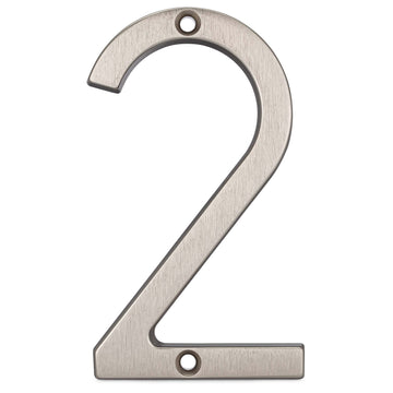 Image Of 4 In. Contemporary House Number 2 - Satin Nickel Finish - Harney Hardware