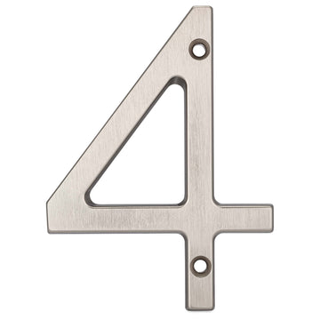 Image Of 4 In. Contemporary House Number 4 - Satin Nickel Finish - Harney Hardware