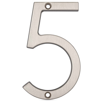 Image Of 4 In. Contemporary House Number 5 - Satin Nickel Finish - Harney Hardware