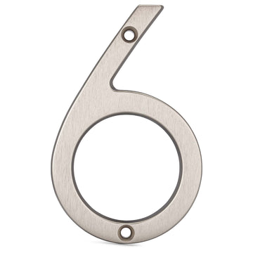 Image Of 4 In. Contemporary House Number 6 - Satin Nickel Finish - Harney Hardware