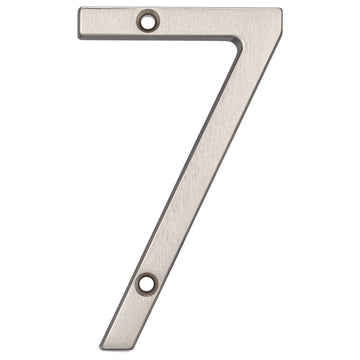 Image Of 4 In. Contemporary House Number 7 - Satin Nickel Finish - Harney Hardware