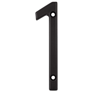 Image Of 4 In. Contemporary House Number 1 - Matte Black Finish - Harney Hardware