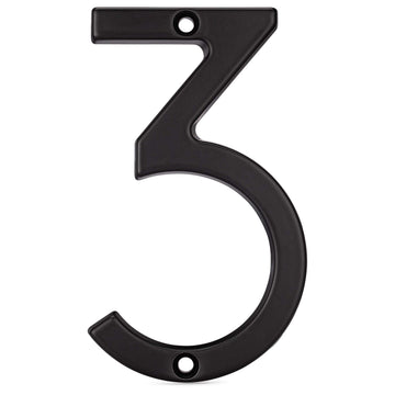 Image Of 4 In. Contemporary House Number 3 - Matte Black Finish - Harney Hardware