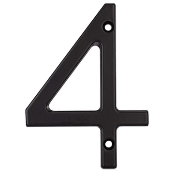 Image Of 4 In. Contemporary House Number 4 - Matte Black Finish - Harney Hardware