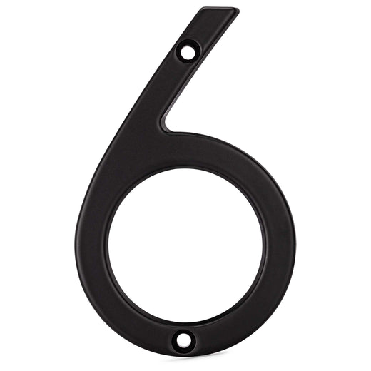 Image Of 4 In. Contemporary House Number 6 - Matte Black Finish - Harney Hardware