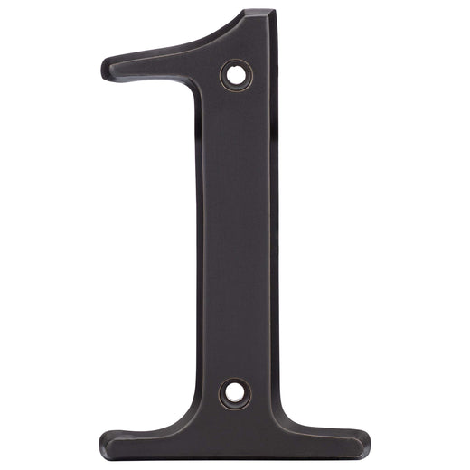 Image Of 4 In. House Number 1 -  Solid Brass - Oil Rubbed Bronze Finish - Harney Hardware