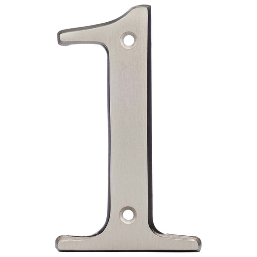 Image Of 4 In. House Number 1 -  Solid Brass - Satin Nickel Finish - Harney Hardware