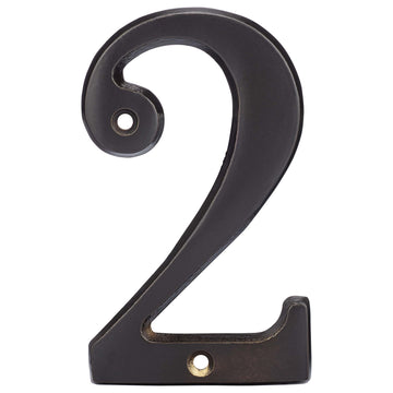 Image Of 4 In. House Number 2 -  Solid Brass - Oil Rubbed Bronze Finish - Harney Hardware