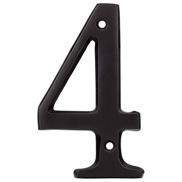Image Of 4 In. House Number 4 -  Solid Brass - Oil Rubbed Bronze Finish - Harney Hardware