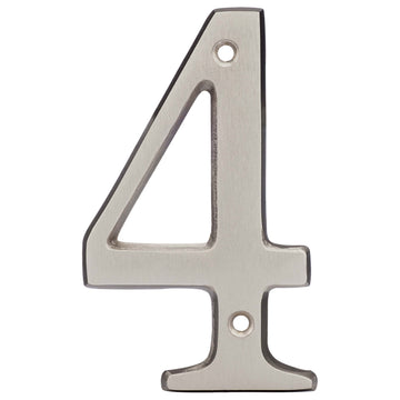 Image Of 4 In. House Number 4 -  Solid Brass - Satin Nickel Finish - Harney Hardware